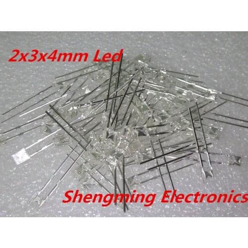 100pcs 2x3x4 Yellow led light emitting diode super bright Diffused water clear