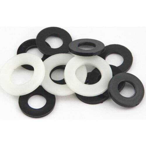 100pcs M1.5 M2 M2.5 M3 M4 M5 M6 M8 M10 M12 White Black Plastic Nylon Flat Washer Plane Spacer Insulation Gasket Ring For Screw