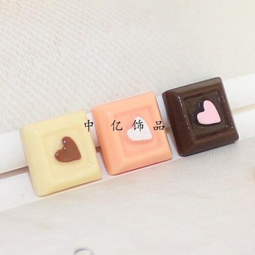 20pcs Resin Flatback Cute Simulation Square Kawaii Chocolate Food Play DIY Cabochon Craft Decoration Scrapbooking Accessories