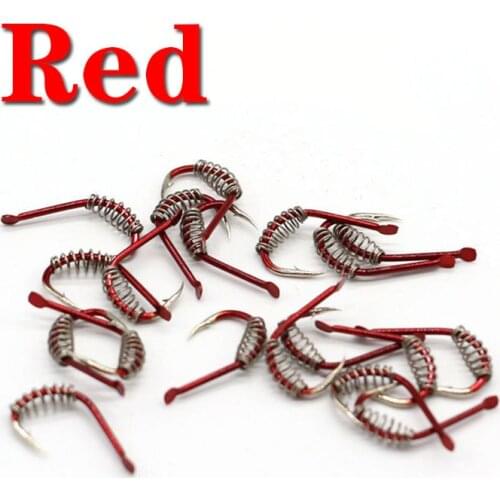 20pcs lot Spring Hook Barbed Circle Carp Colored HookSize 4# to 14# Jig Fly Fishing Hook Fishing Accessories Supplies Lures