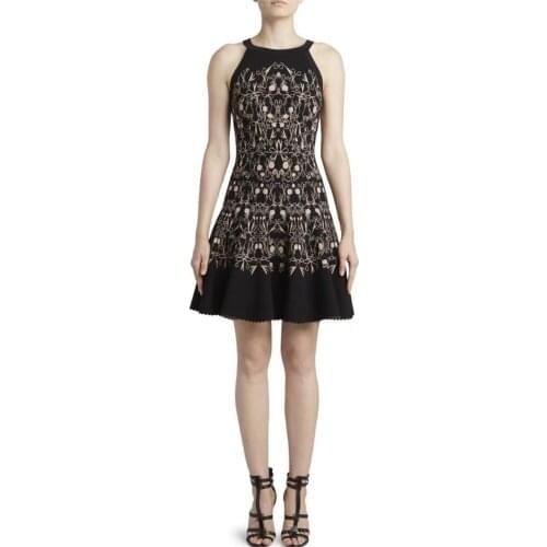 2020 New Arrival Balck Dress Jacquard Dress Slimming Sleeveless Mini Women Dress Night Party Dress