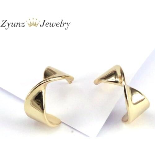 5 Pairs, Fashion Twisted Metal Stud Earrings Minimalist Golden Geometric Earrings Copper Jewelry