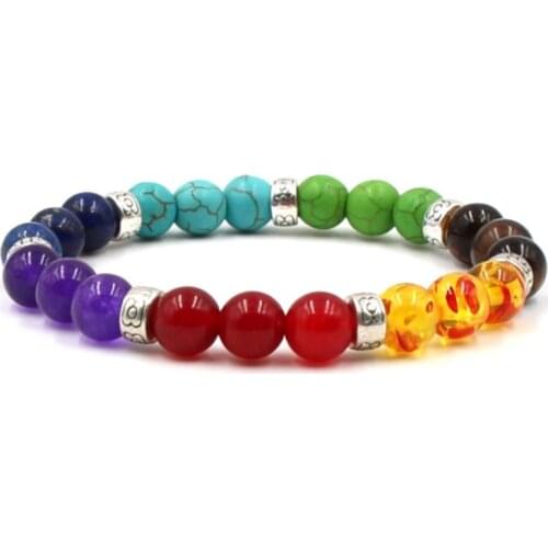 8mm ch4 mulitcolor rainbow elastic Lava Natural Stone Beads agate Onyx Bracelet Buddha turquoise lapis lazuli Jewelry Fashion