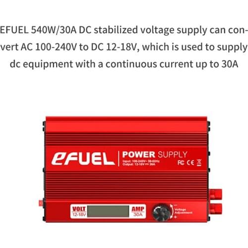 SKYRC EFUEL 540W 30A 12-18V 10A Fuse DC Power Supply Adapter for RC Drones FPV Quadcopter Power Charging 218 x 139 x 59.5mm