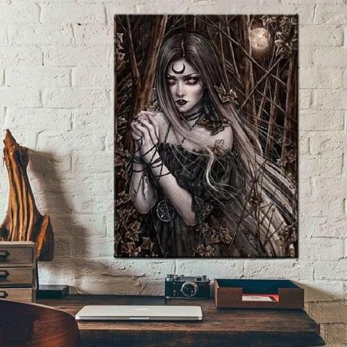Diablo system Diamond Painting 5D DIY night Sexy girl in black Full round Embroidery Picture Mosaic Kit Home Decoration