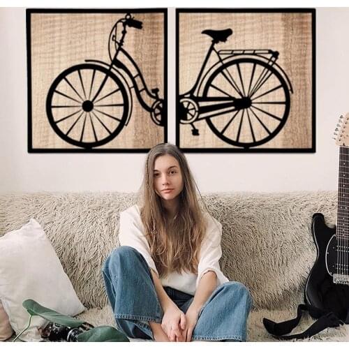 BAUPOR XXXL Two Piece Bike Themed Metal Wall Decor Home Office Bedroom Living Room Decoration Stylish Art Work (two pieces 90x90