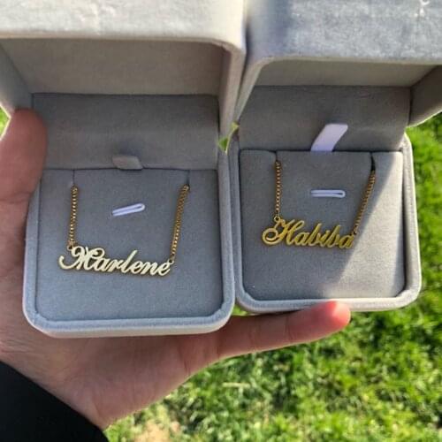 Gothic Old English Name Necklace Personalized Letters Wedding Date Pendant Stainless Steel Customized Jewelry Christmas Gift Bf