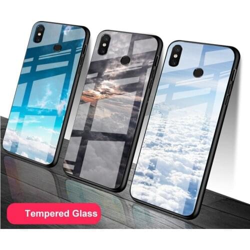 Sky Tempered Glass Phone Case For Redmi Note 5 6 7 8 9 Pro Note8T Note9S Redmi8 9 Cover Shell