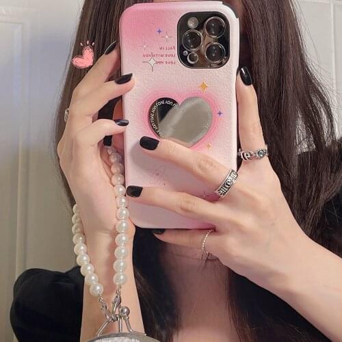 Tobebest Pink Love Mirror Phone Cases for iPhone 12 Pro Max 11 X XS Max XR 7 8Plus 12mini Soft IMD Shell Cover