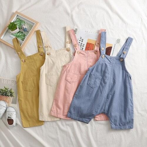 Baby Overalls Childrens Casual Suspender Shorts 2021 Summer New Kids Boys Girls Cute Loose Korean Jumpsuits Toddler Short Pants