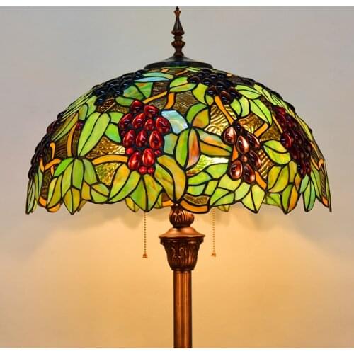 Europe Tiffany retro style stained glass grape floor lamp living room bedroom study standing lamp