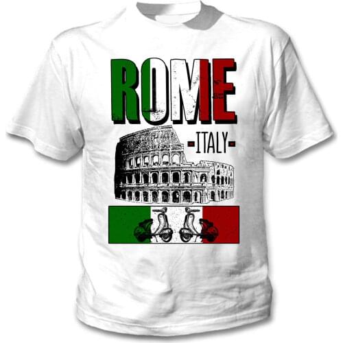 Rome City Italy Flag Color T Shirt Cotton Round Neck Short Sleeve T Shirt New Size S-3XL