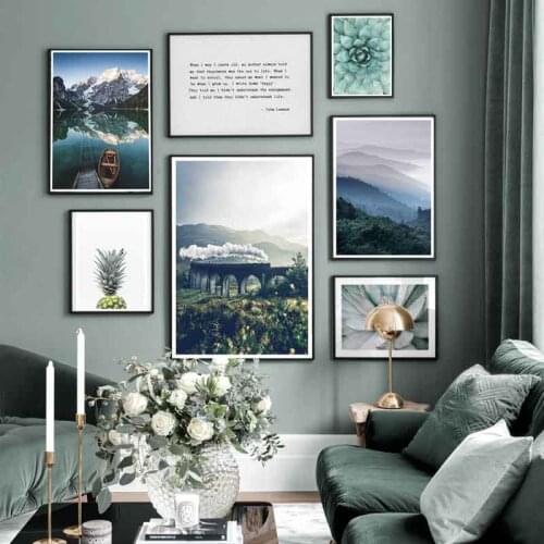 Nordic Landscape Wall Art Poster Mountain Lake Boat Nature Scenery Canvas Painting Scandinavian Decoration Picture Home Decor