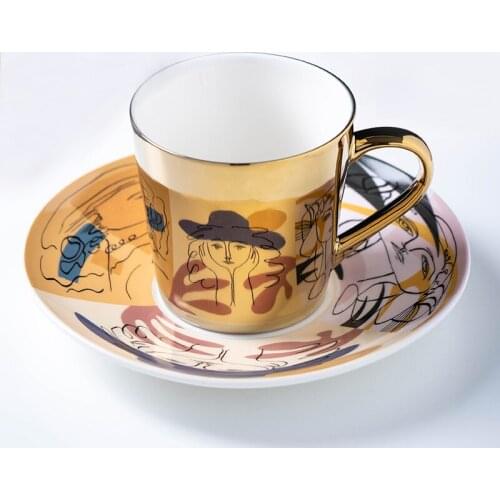 250ML Reflection Ceramic Coffee Cup Home drinkware Silver reflection Mug creative Surprise gift For friends English tea set