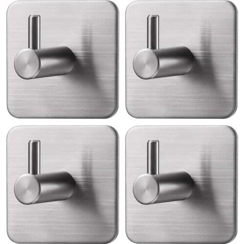 3M Self Adhesive Wall Door Back Hooks Heavy Duty Stainless Steel Clothes Hanger Bathroom Kitchen Towel Rustproof Hook