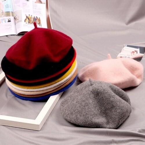 Hot 0-3 Year Old Fashion New Kids Girl Wool Solid Color Beret Female Bonnet Caps Winter All Matched Warm Walking Hat Cap