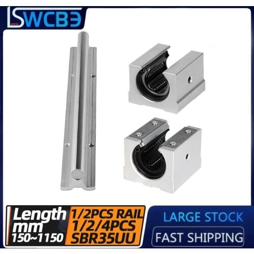Open box type linear guide slider, SBR35 rail + SBR35UU Slider / steel protection + pressure plat L=150-1150mm，Woodworking track