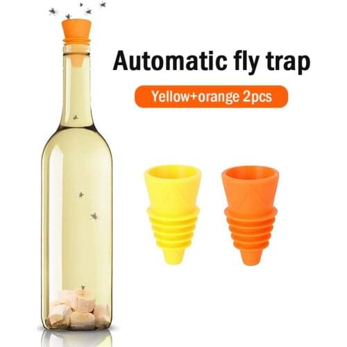2pcs Flexible Flies Trap Funnel Reusable Silicone Pest Control Fruit Flies Catcher Killer Home Garden Kitchen Flytrap Fitting