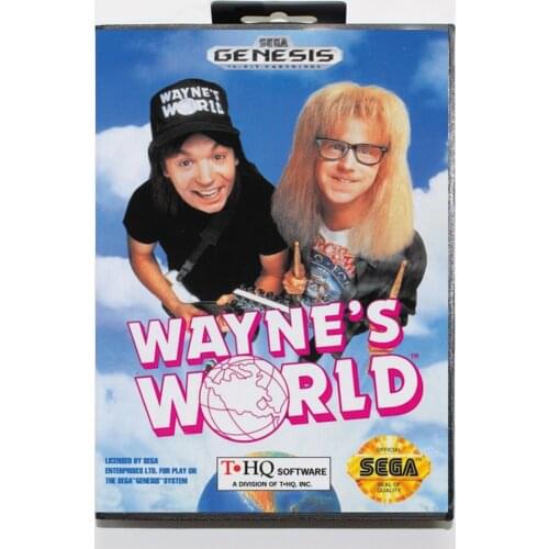 Waynes World with Retail Box 16bit MD Game Card For Sega Mega Drive/ Genesis