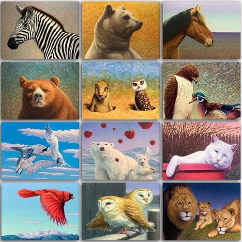 Diamond Painting Kit Paint Cartoon Animals horse owl Cat Lion Bulldog deer sheep embroidery mosaic Cross stitch Home Decor Gift