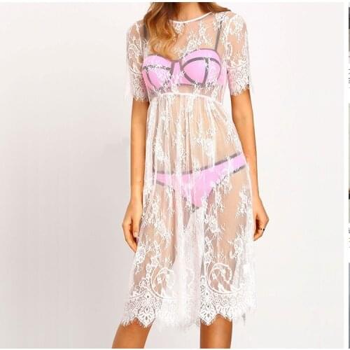 2017 New Europe America Style Beach Loose Solid Hollow Out Regular Summer Women Dresses Tsj-b9-8076