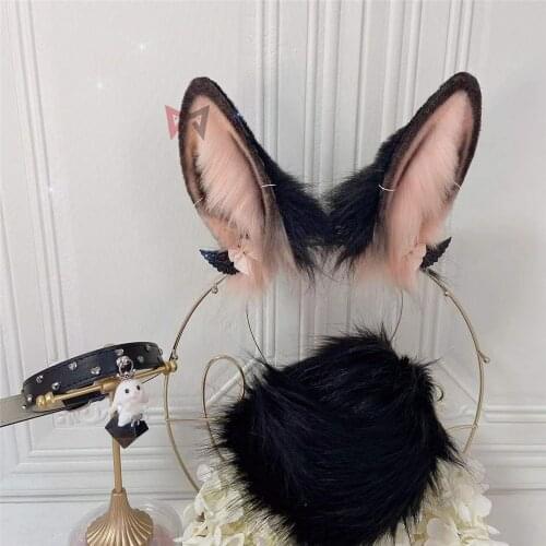 New Black Bunny Rabbit Ears Hair Hoop Tail Set Hand Made Work For KC Cosplay Party Game Costume Accessories Custom Made