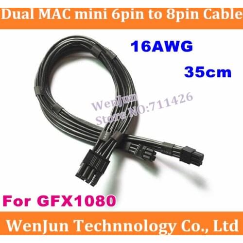 New 16AWG wire Dual mini 6Pin to 8Pin pcie GPU power cable for GTX1080 mac pro MA970 A1186 A1289
