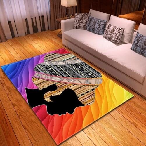 New African womans head print in 3D carpet living room bedroom soft carpet