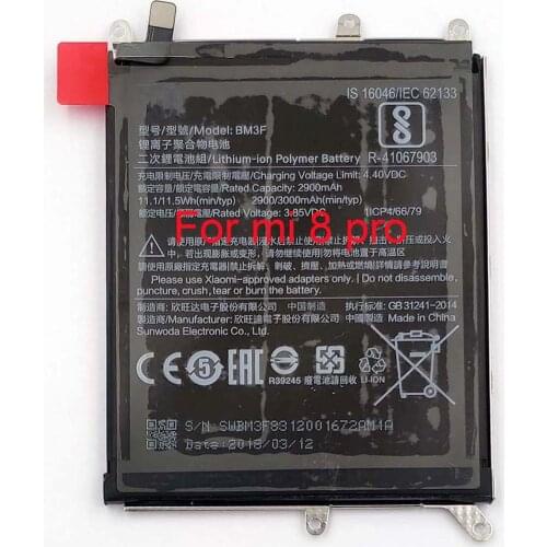 Original BM3F Built-in Battery for xiaomi 8 pro support fast charge with 2900mAh capacity including battery adhesive