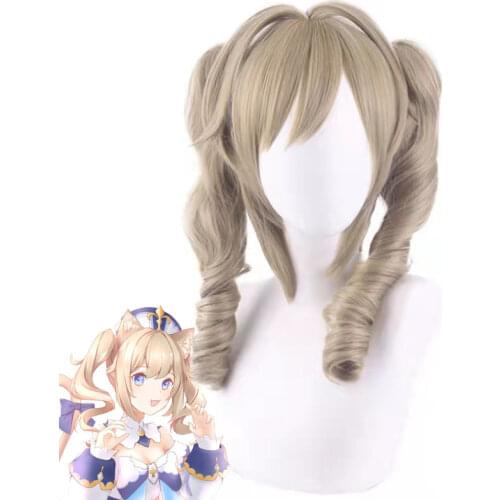 Anime 35CM Barbara Gunnhildr Genshin Impact Cosplay Wig Synthetic Hair Project Halloween Costume Party Claw Wigs For Women