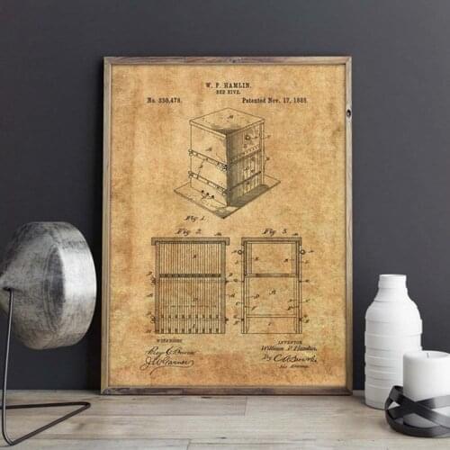 Beehive patent,Beekeeping wall art ,Honey Bee posters, decor,vintage print,blueprint,Nurse gift idea,wall Decorations