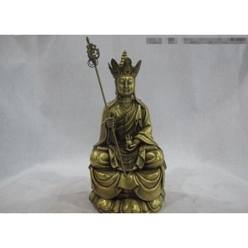 Song voge gem S0479 12 China Pure Copper Brass Datang Xuanzang Jizo Kshitigarbha King Buddha Statue