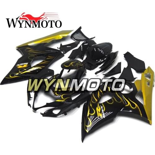Complete Fairings Kit For GSXR1000 2005-2006 05 06 K5 Injection Fairing ABS Plastics Fairings Bodywork Cowlings Black Gold Flame