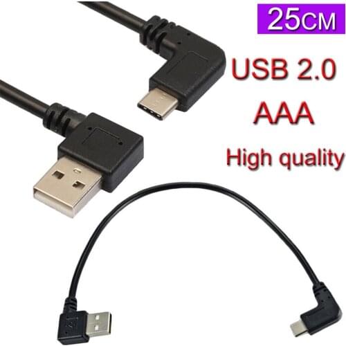 Right Angle USB2.0 (Type-A) Male to USB3.1 (Type-C)Male Left & Right Angle USB Data Sync & Charge Cable Connector