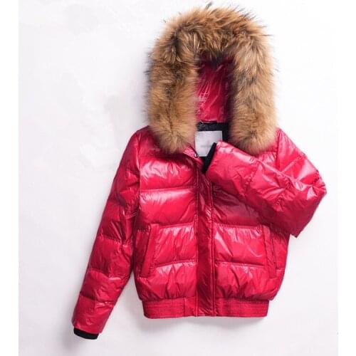 Women Winter Down Jacket New Parkas Large Natural Fur Collar Hooded Short Coats Fashion Wram Casual Loose Slim Outerwear Z315