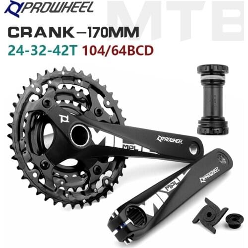 PROWHEEL Mountain Bike Crankset 9S 10S 11S 170MM Crank Arm 24-32-42T Sprocket with Bottom Bracket BB73+ MTB Bicycle Part