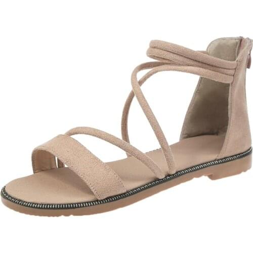 Sandals Female Fairy Cross Straps With Skirt Shoes 2019 New Temperament Wild Student Flat Soft Shoes