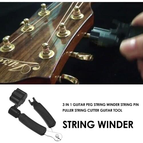 3 in 1 Bridge Remover String Cutter Tuning Tool Pin Puller Guitar String Winder Lightweight Portable Music Elements