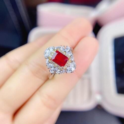 Shilovem Natural New Burning Pigeon Blood Ruby Gemstone Rings for Women Real 925 Sterling Silver new gift 5*7mm jcj0507852agh