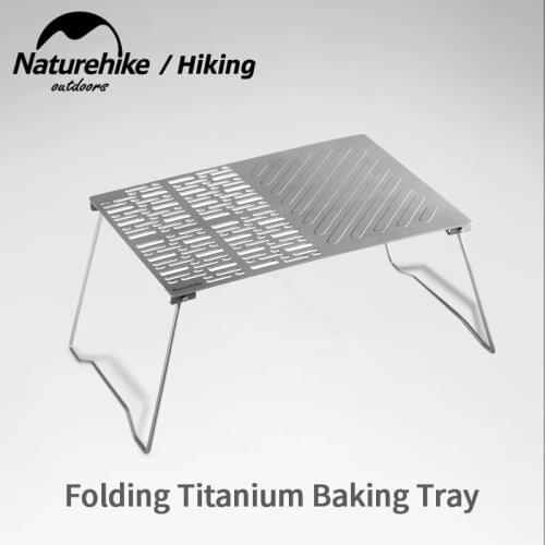 Naturehike Titanium Barbecue Plate Folding Camping Portable Firewood BBQ Plate Titanium Food Clip Ultralight Outdoor Baking Tray