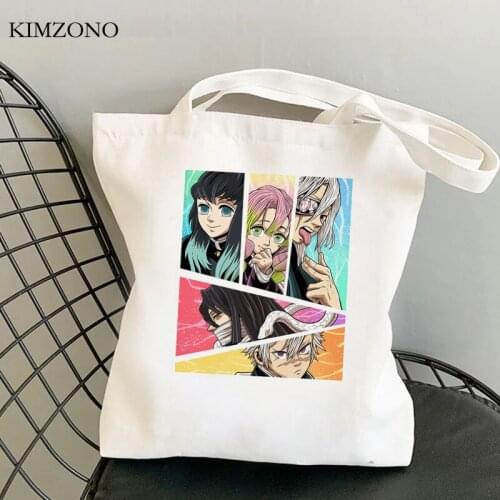 Demon Slayer Kimetsu No Yaiba shopping bag bolsas de tela grocery bolsa handbag shopper tote bag fabric sac toile