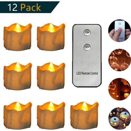 12Pcs Flickering Led Candles Flameless Battery Operated Tea Lights With Remote Control for Wedding Romantic Christmas Decor Drop