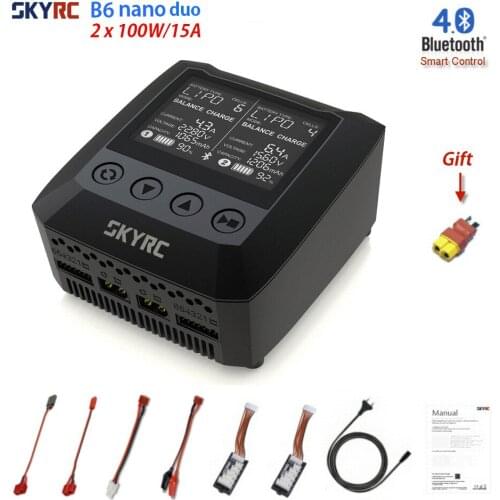 SKYRC B6 Nano DUO 2X100W 15A Smart Battery Charger Discharger Support Bluetooth 4 For LiPo Li-ion LiFe NiCd NiMH PB LiHV Battery