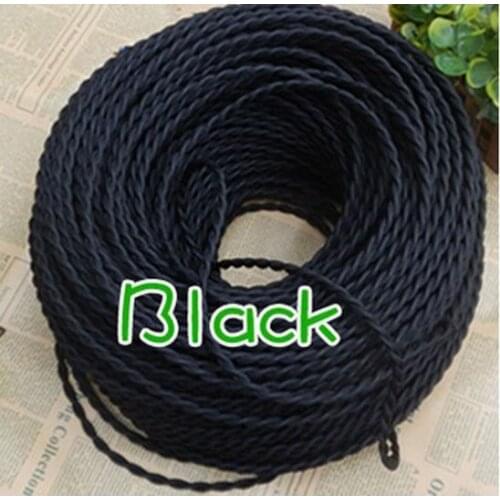 2*0.75mm Vintage Twisted Electrical Wire black Textile Cable Edison Vintage Lamp Cord Braided Retro Pendant Light Lamp Wire