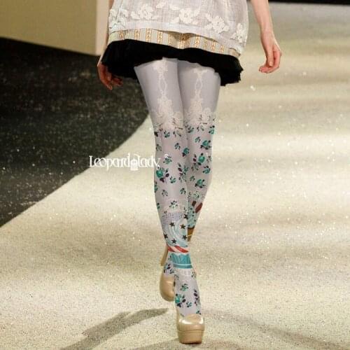 Fishnet Women Tights Polyester Stockings Fashion Printed Cartoon Flower Velvet Medias Pantis Woman Leg Shaping Free Sweet Female