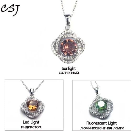 CSJ New Design Zultanite Pendant Sterling 925 Silver Created Sultanite Color Change Fine Jewelry Women Party Wedding