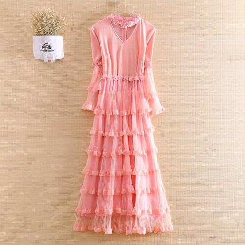 High-end Spring Velvet Splicing Mesh Dress Fashion Women Elegant Embroidery Three-dimensional Flower Slim Party Dress S-XL