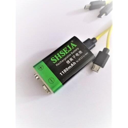 1pcs/lot 9V 1180mAh lithium ion battery USB rechargeable battery detector toy line finder rechargeable battery free shipping