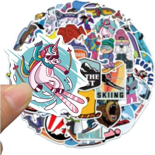 10/50pcs/set outdoor snowboard Stickers Laptop PVC Waterproof Cartoon Sticker DIY Party DecorationSticker