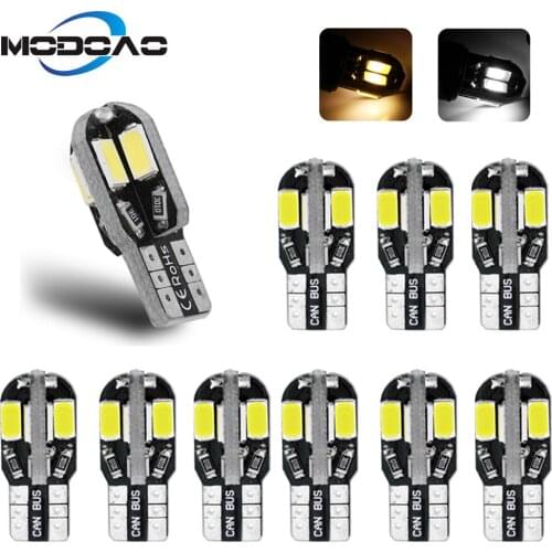 10 Pcs/Lot T10 Led Car Interior Bulb Canbus Error Free T10 White 5730 8SMD LED DC12V Car Side Wedge Light White/Warm White Lamp